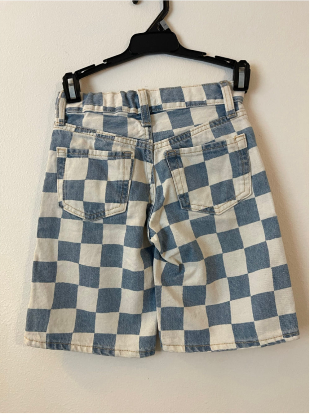 Girls Old Navy Checkered Denim Shorts Blue White Size 5